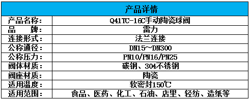 Q41TC-16C手動(dòng)陶瓷球閥詳情 Q41TC-16C手動(dòng)陶瓷球閥詳情